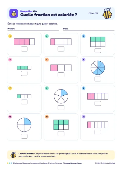 Aperçu de la fiche « Quelle fraction est coloriée ? »